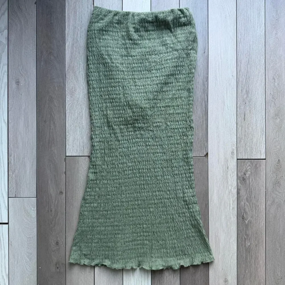 Topshop olive green textured smocked
